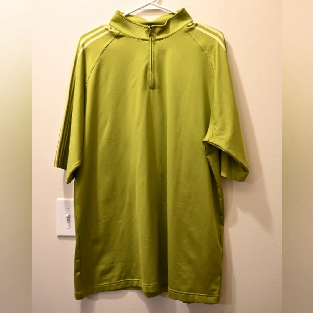 Adidas Quarter 1/4 Zip Short Sleeve Golf Athletic Top Shirt Olive Lime Green XXL